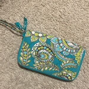 Vera Bradley Teal & Lime Paisley Wristlet